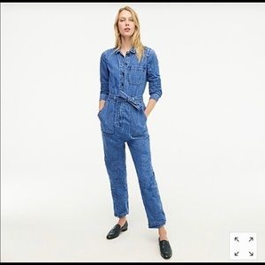 J Crew Point Sur Denim Belted Boiler Suit